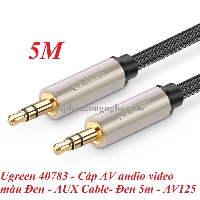 Ugreen 40783 5M màu Đen Cáp âm thanh 2 đầu 3.5mm dương đầu bọc kim loại cao cấp AV125 30040783